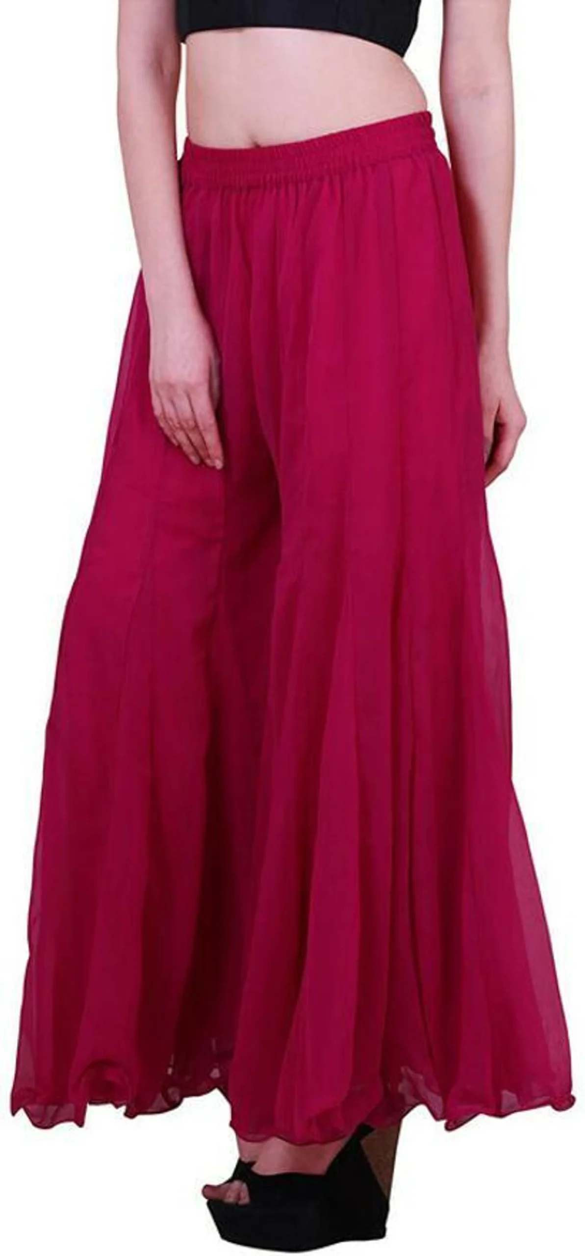 Flared Yellow Georgette Trousers - Image 4