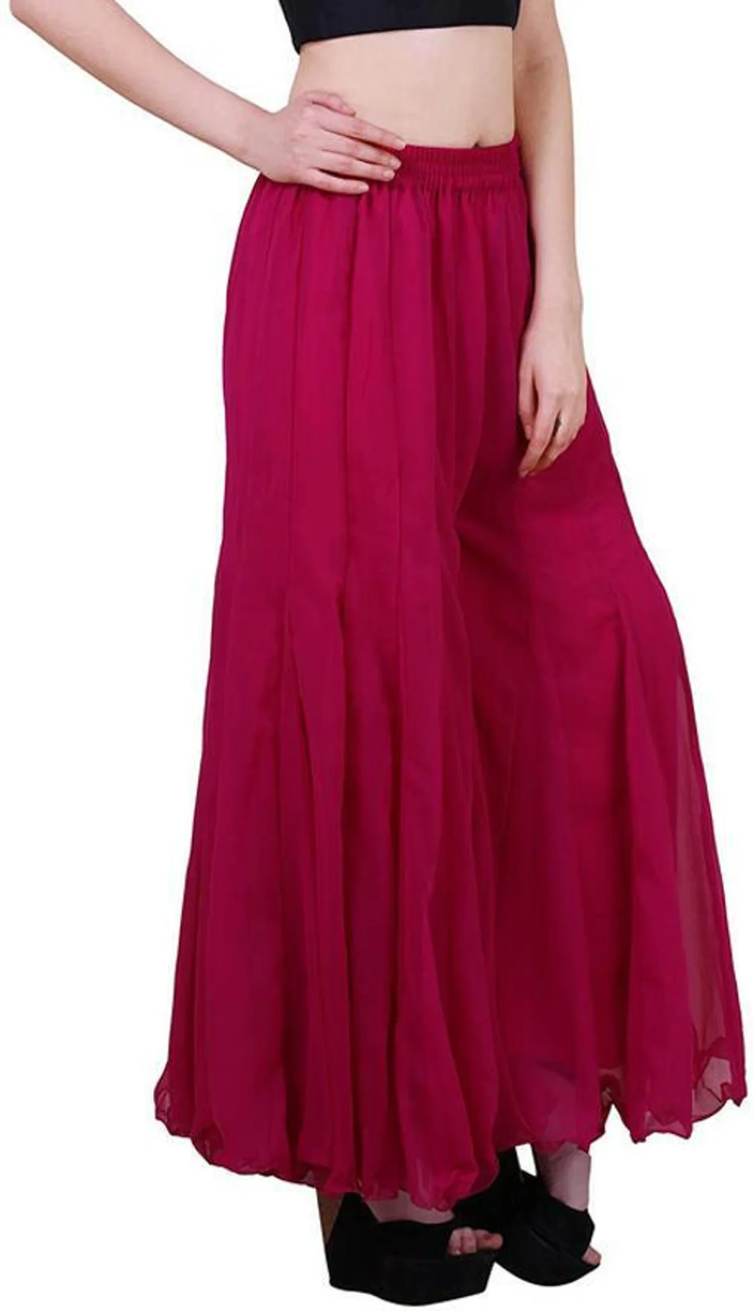 Flared Yellow Georgette Trousers - Image 5